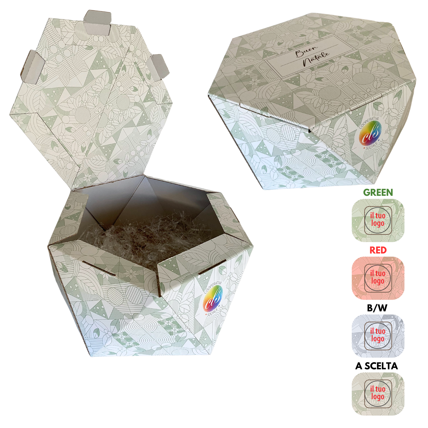 Scatola Regalo Esagonale in Cartone Bianco Personalizzabile con Logo e Colore