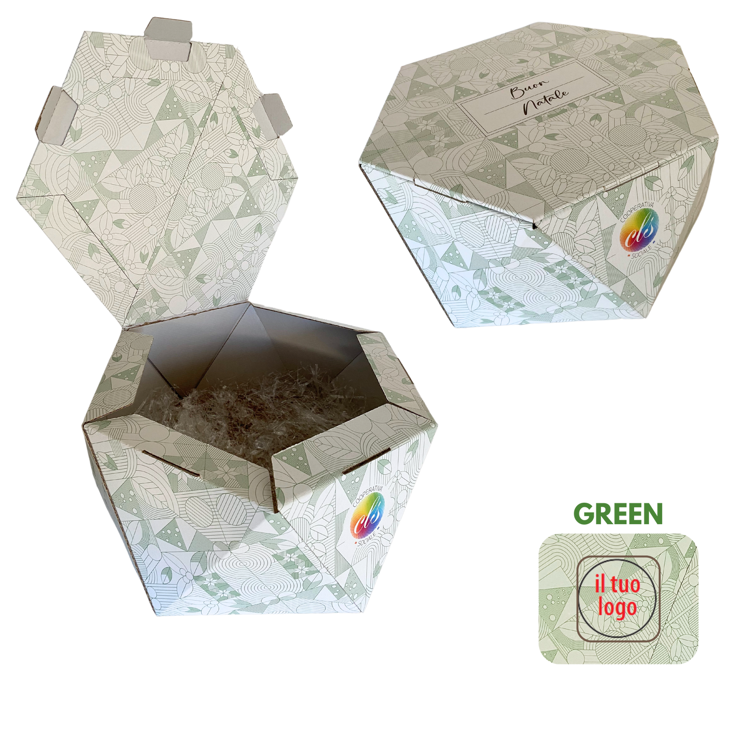 Scatola Regalo Esagonale in Cartone Bianco Personalizzabile con Logo e Colore