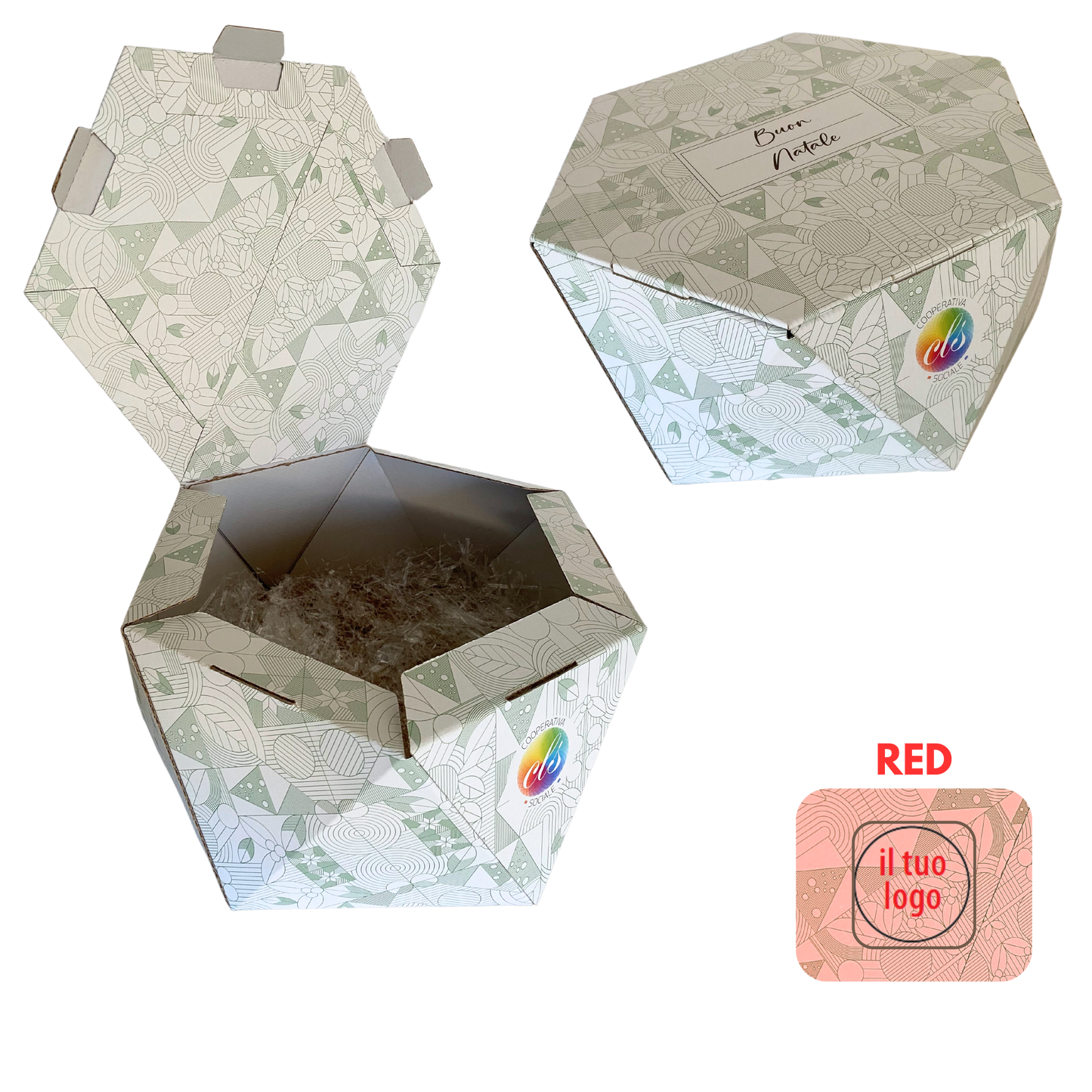 Scatola Regalo Esagonale in Cartone Bianco Personalizzabile con Logo e Colore