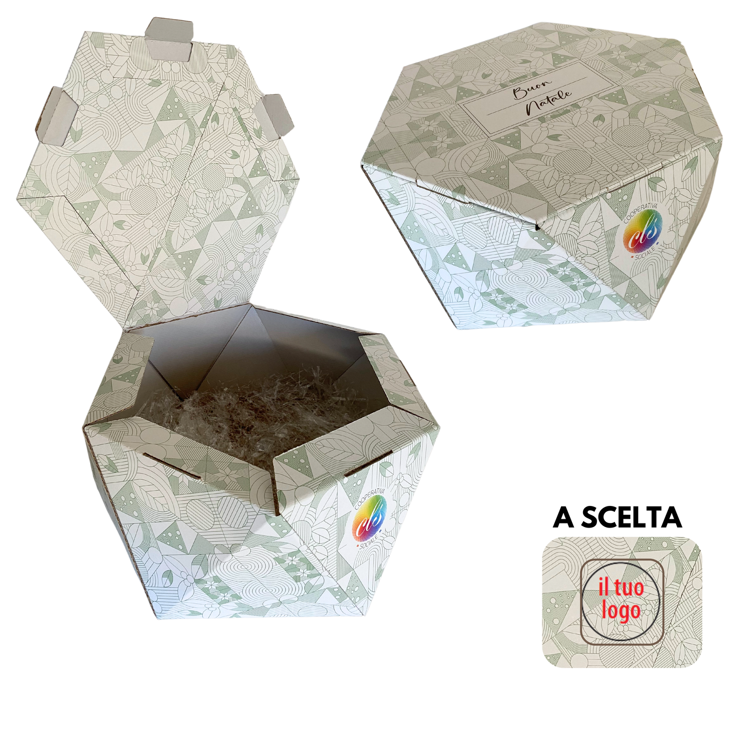 Scatola Regalo Esagonale in Cartone Bianco Personalizzabile con Logo e Colore